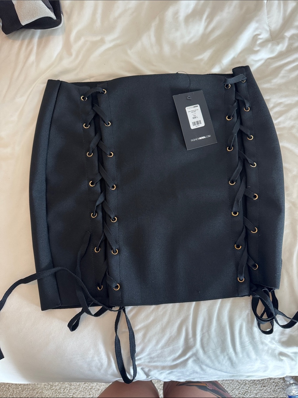 Fashion Nova Black Lace-Up Mini Skirt